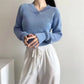 V-neck Thick Needle Pullover Cropped Sweater Autumn And Winter Women