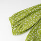 Fashion V-neck Puff Sleeve Green Tie-waist Dress For Women