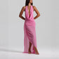 Deep V-neck Backless Sexy Asymmetrical Ruffled Dress