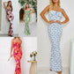 Robe à bretelles florales moulantes pour femme