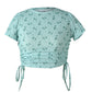 Women's Printed Short-sleeved T-shirt With Drawstring
