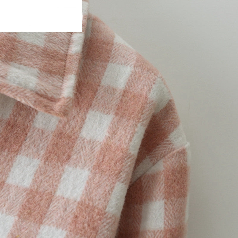 European And American Style Mid-length Woolen Plaid Jacket