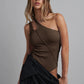 Women's single shoulder threaded knit tight jumpsuit