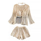 Cardigan, veste, taille haute, short crocheté, costume décontracté pour les vacances à la plage et les sources chaudes