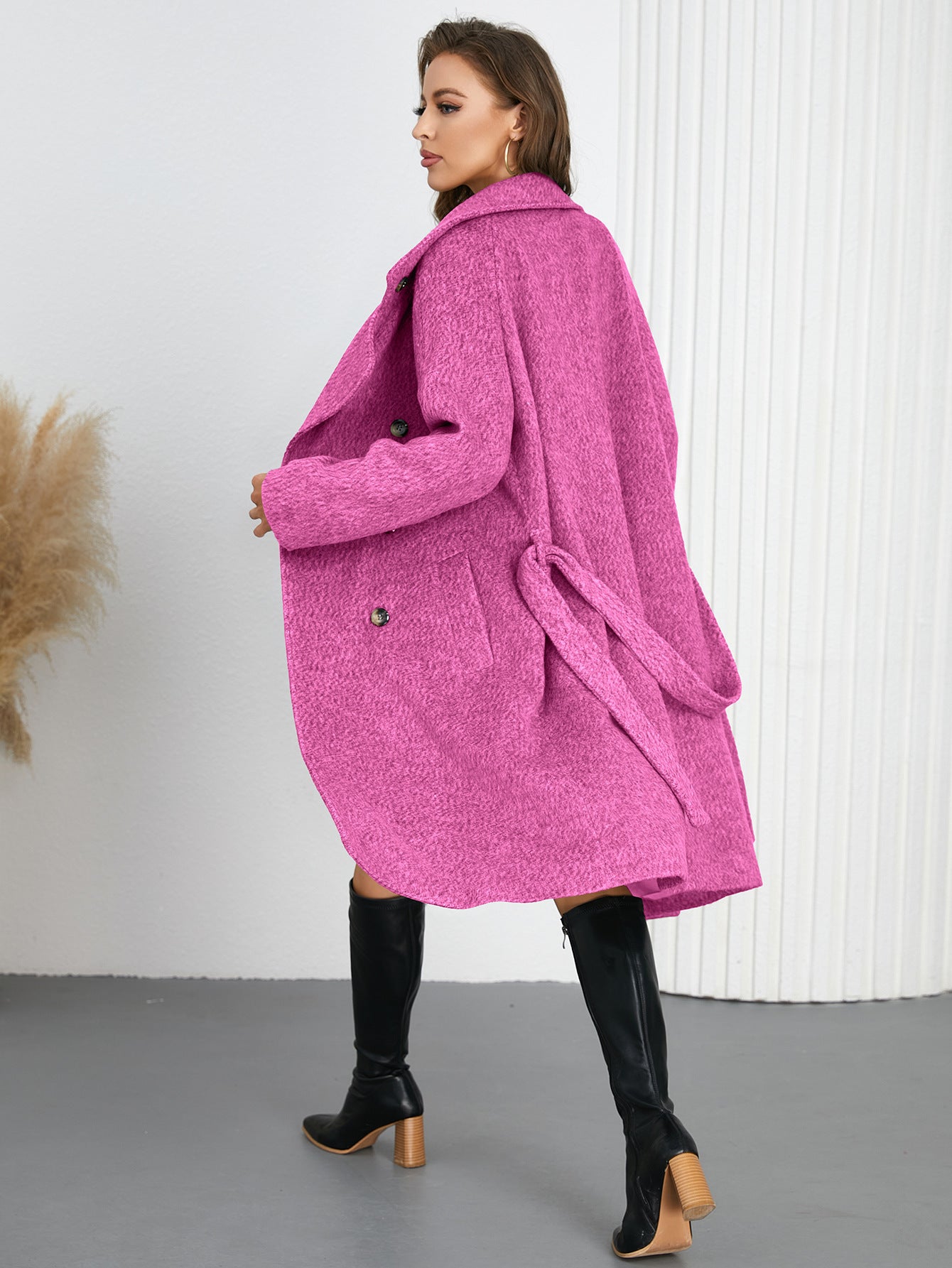 Manteau en laine de couleur unie, chaud et épais