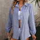 Loose Commute Leisure Long Sleeve Striped Shirt