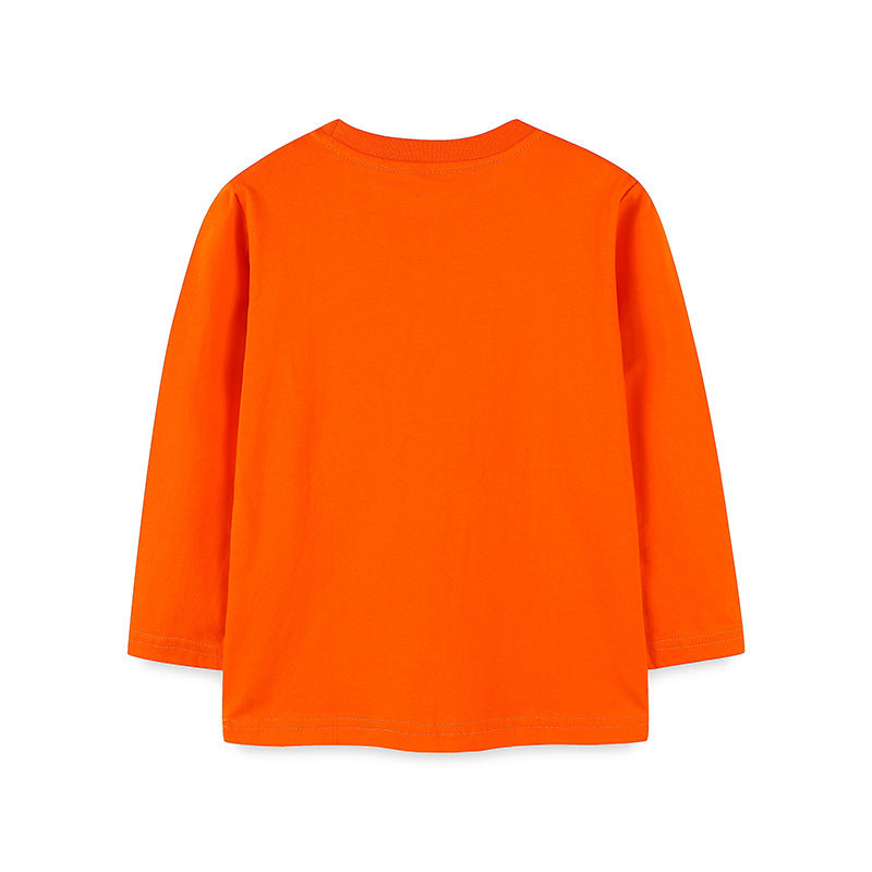 European And American Style Babies' Long Sleeve T-shirt Autumn Fluorescent Pumpkin Printed Top