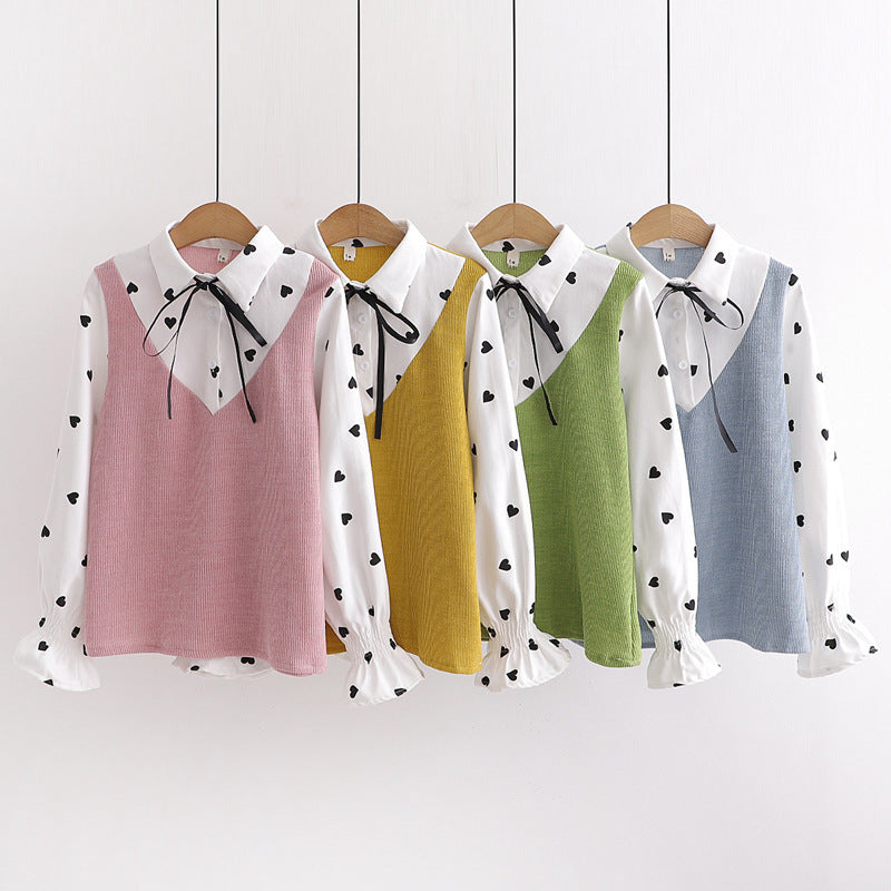 College Shirt Solid Color Cotton Long Sleeve