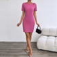 Womens Fashionable Round-Neck Sexy Slim-Fit Sheath Dress