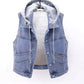 New Denim Vest Fleece-lined Thickened Slim Fit Hooded Cotton Jacket Warm Top Fashion