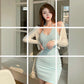Tight Waist Slim Fit Halterneck With Suspenders Dress Women