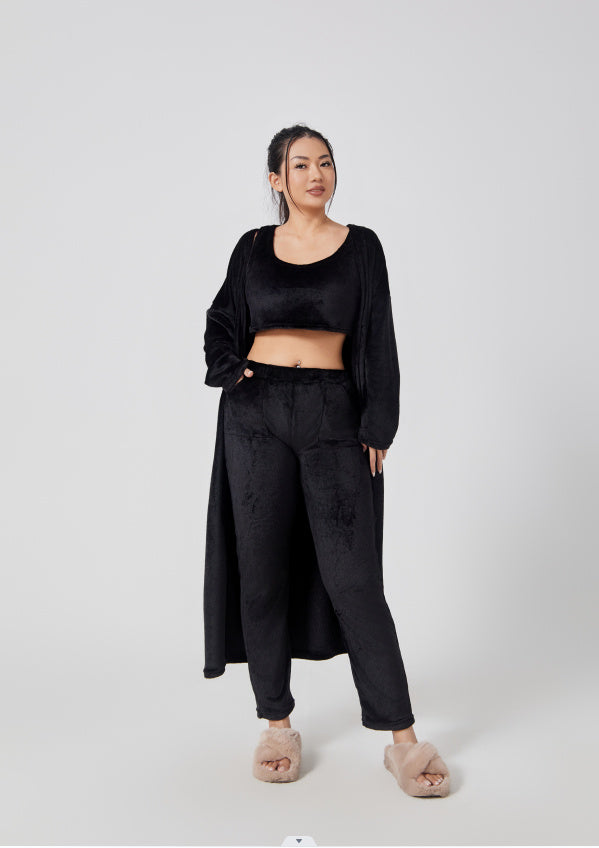 Ensemble pyjama confortable, ensemble de détente 3 pièces, vêtements de détente mignons, ensembles de costumes chauds, ensemble assorti, ensemble de détente, ensembles de pantalons 3 pièces, robe d'hiver pour femme