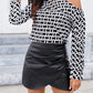 Autumn And Winter One-shoulder Cold-shoulder Printed Top