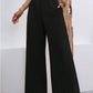 Solid Color Loose Wide Leg Elegant Pants With Pocket