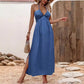 Women's Strap V-neck Dress With A Slit