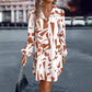 Shirt Collar Single-breasted Printed Long Sleeve Loose Casual Dress