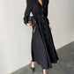 Women's Solid Color Shirt-style Long Dress