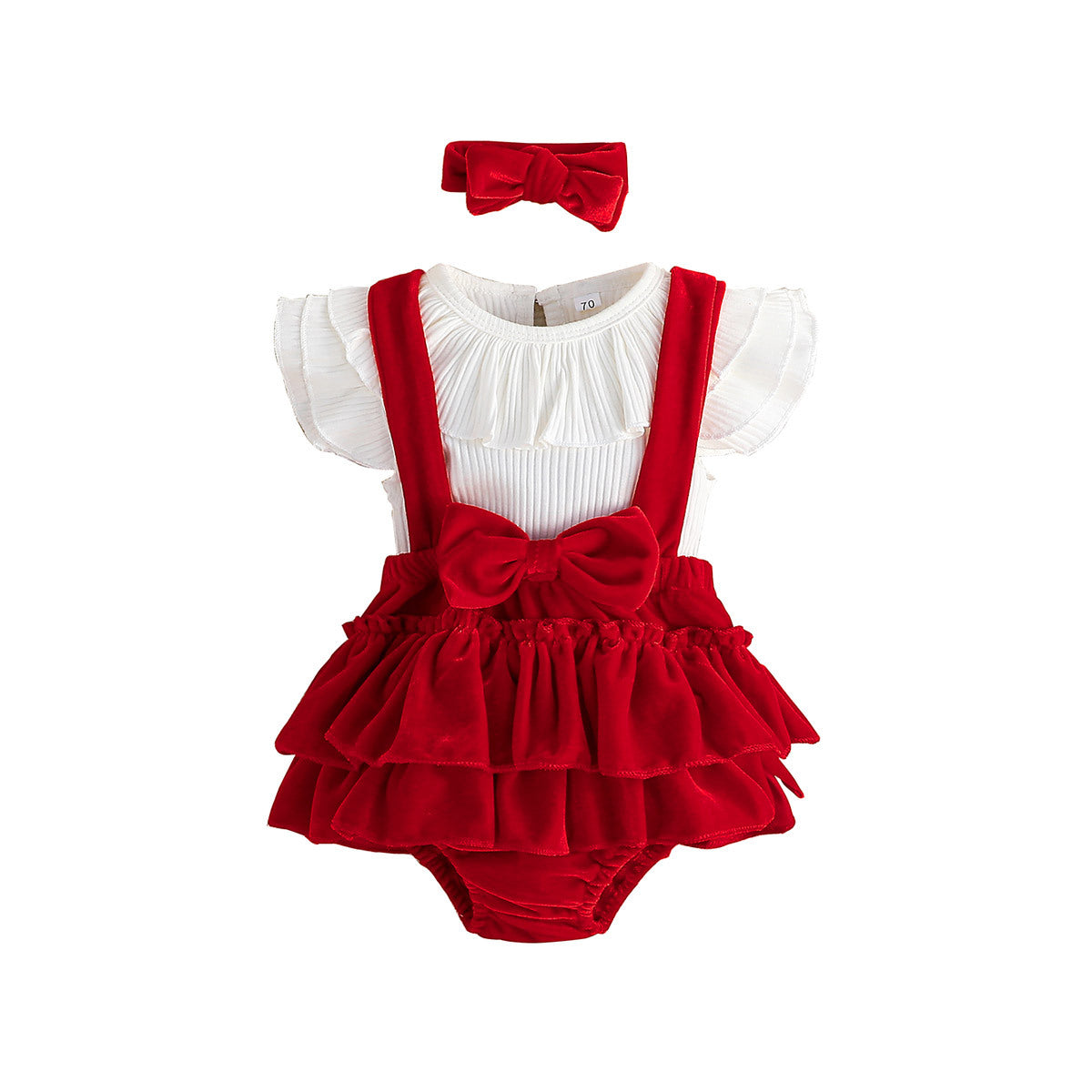 Jumpsuit Shoulder Strap Skirt Headscarf Three-piece Suit