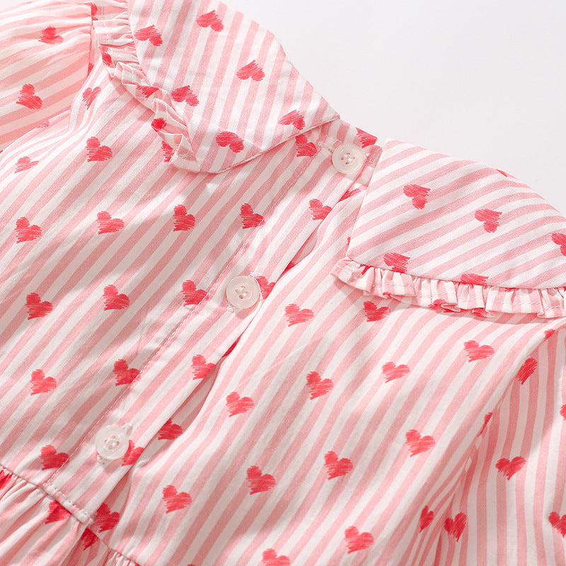 Robe à manches longues en coton pour enfants, imprimée
