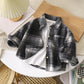 Children's Retro Color Matching Cardigan New Polo Collar Jacket
