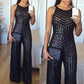 Noble Sequin Sequin Sleeveless Wide Leg Pants