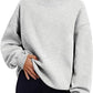 Pullover Sweatshirt Solid Color Loose Tops Round Neck Hoodie Women Thick Clothing