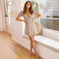 New V-neck Short Sleeve Lace Up Slim Fit Dress