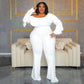 Solid-color Fashionable Loose-fit Off-shoulder Tube Jumpsuit For Women