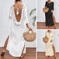 Hand Crocheting Stitching Colorful Ball Hollow Backless Loose Beach Overskirt