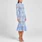 Slim Fit Slimming See-through Lace Hollow Belt Long Sleeve Fishtail Dress