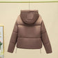 Manteau court uni pour femme avec poche, veste épaisse et chaude en coton rembourré