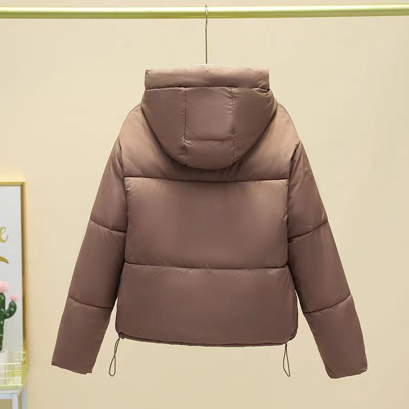 Manteau court uni pour femme avec poche, veste épaisse et chaude en coton rembourré