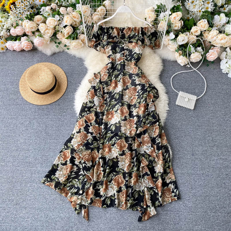 Irregular Lotus Leaf Seaside Skirt Dress