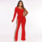Fashion Mesh Patchwork Drilling Micro-pull Jumpsuit