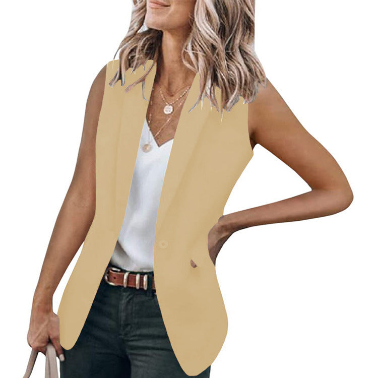 Temperament Sleeveless Suit Jacket Solid Color
