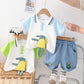 Costume polo en denim tendance pour enfants, motif dessin animé