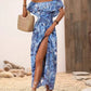 Women's Off-neck Ruffled Tied Waist Dress