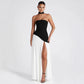 Fashion Backless Tube Top Color Split Dress