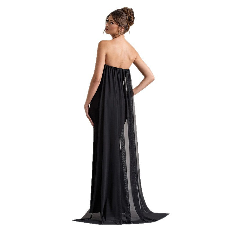 Elegant Solid-color Sexy Strapless Bodycon Floor-length Evening Gown For Women
