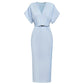 Elegant Classic V-neck Slim-fit Mid-length With Belt Dress