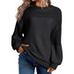 Solid Color Lantern Sleeve Pullover Round Neck Sweater