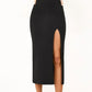 Women's Black Straight Split Skirt