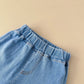 Summer Baby Letter Print Short-sleeve Top Denim Shorts Suit