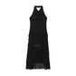 Fashion Temperament Laminated Decoration Hanging Collar Long Dress