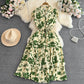 Elegant V-neck Printed Dress For Women