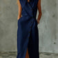 Slim-fit Elegant Single-breasted Dress With A Stand-up Collar For Women