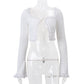 Women's Fashionable Knitted Ruffled Shorts Suit