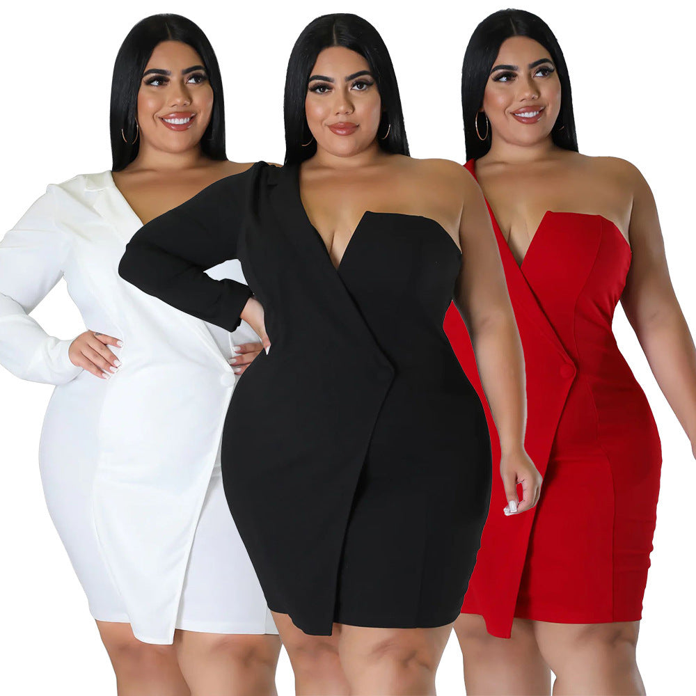 Robe sexy à manches longues et épaules dénudées