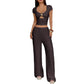 Sports Style Short Sleeve Vest Wide-leg Pants Suit For Women
