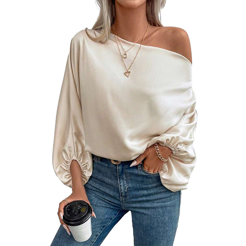 Pull asymétrique à col diagonal, style européen et américain